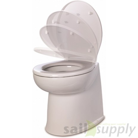 Jabsco De Luxe 17" elektr. toilet 12V recht met spoelwaterpomp soft closing