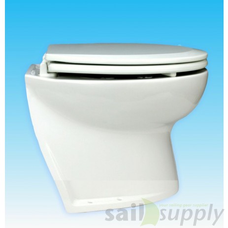 Jabsco De Luxe 14" elektr. toilet 12V schuin met spoelwaterpomp