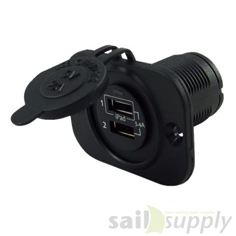 Talamex USB stopcontact dubbel 3.4A zwart met flush frame