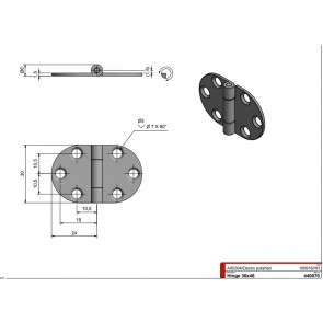 Roca vlakscharnier rond RVS 47 x 30 mm 440070